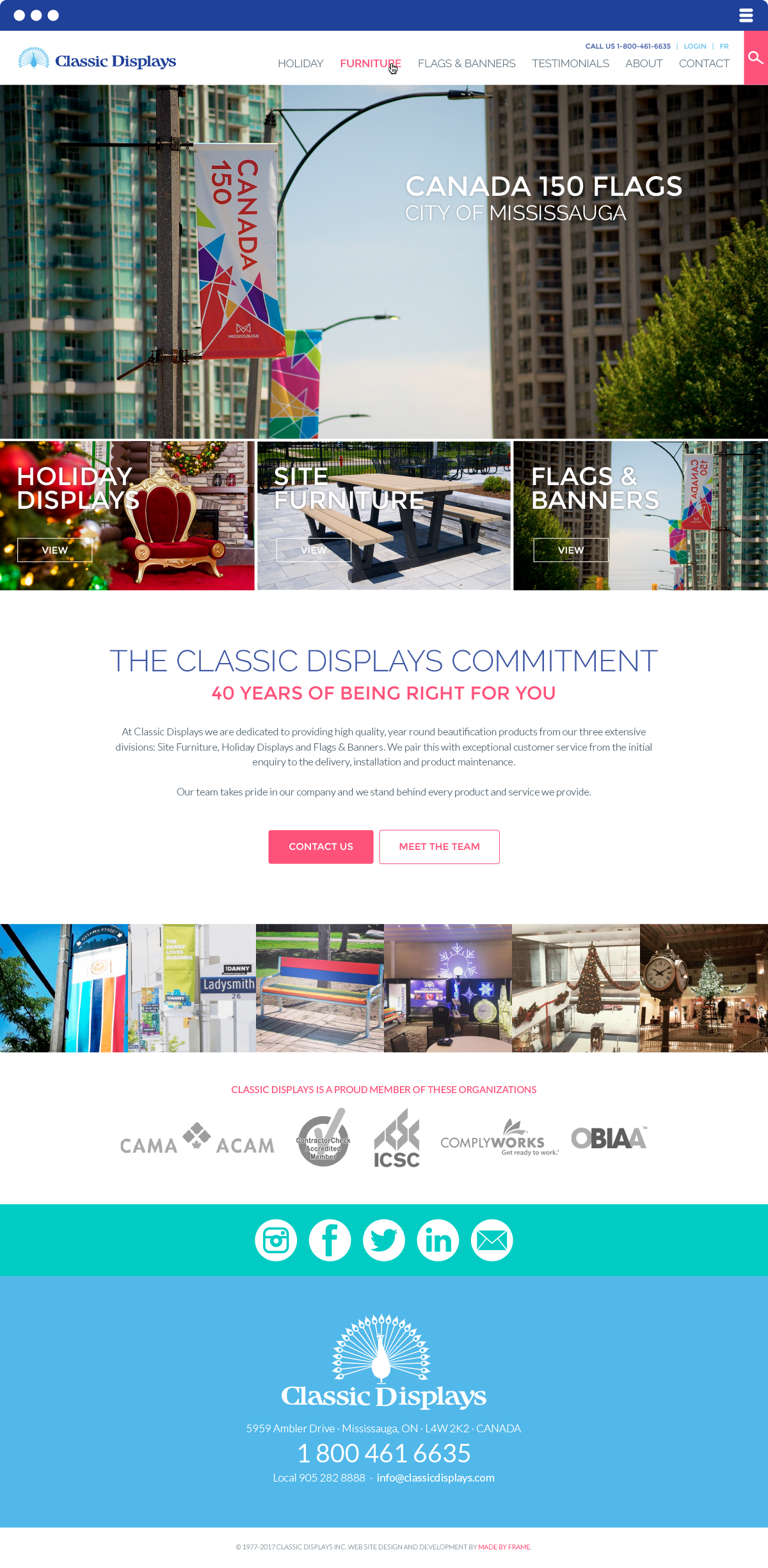 Classic Displays website Made By Frame